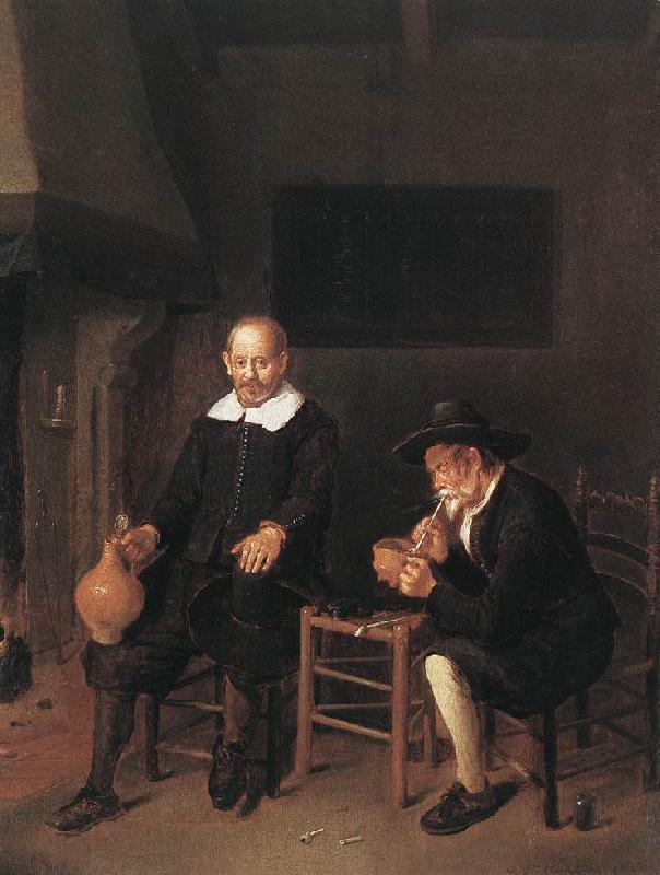 BREKELENKAM, Quiringh van Interior with Two Men by the Fireside f